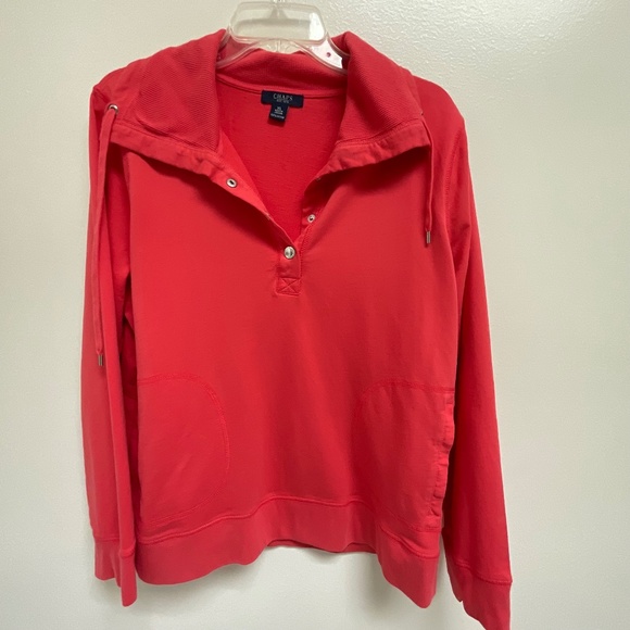 Chaps Est. 1978 Coral Pullover 3 Snap Collared Top with Tie XL - Picture 1 of 15